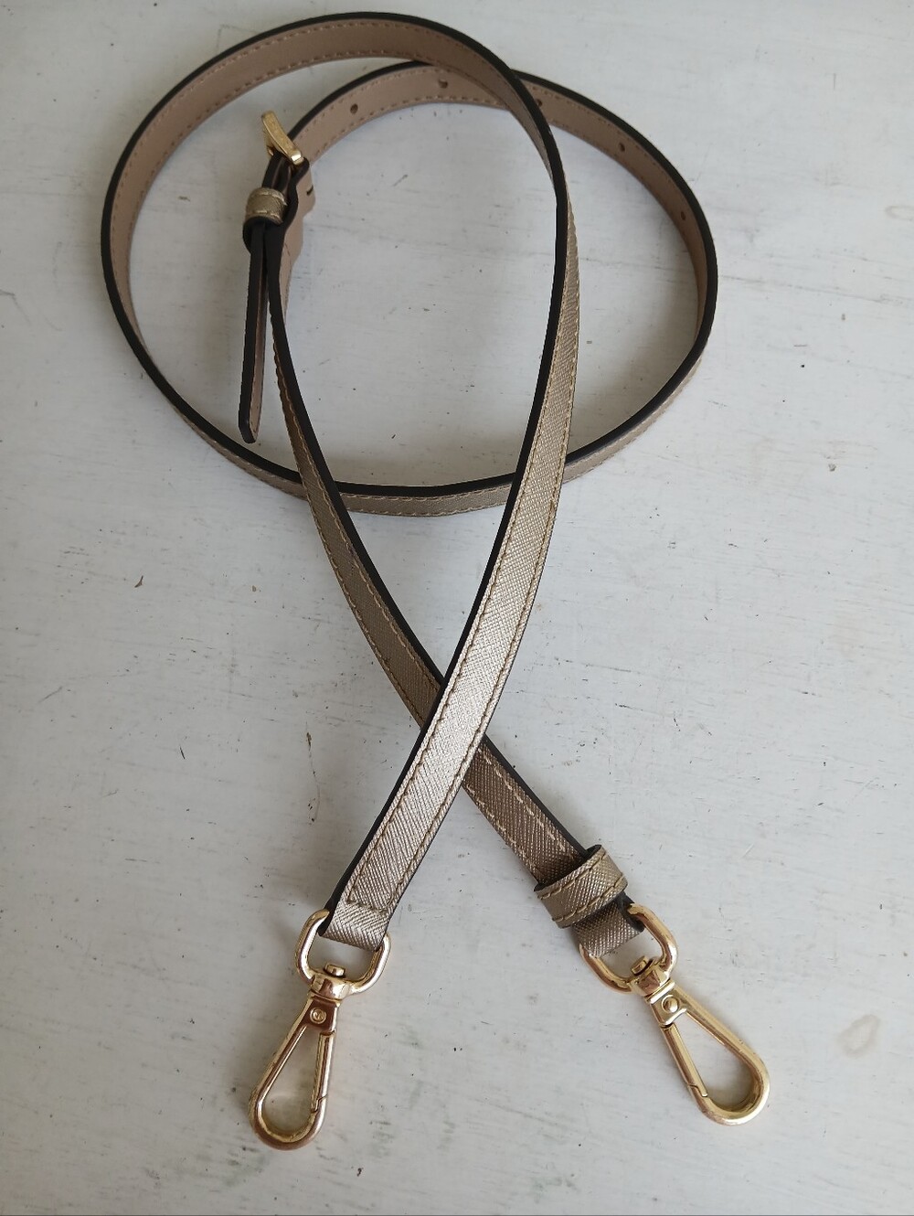 Michael Kors Gold saffiano leather replacement crossbody strap